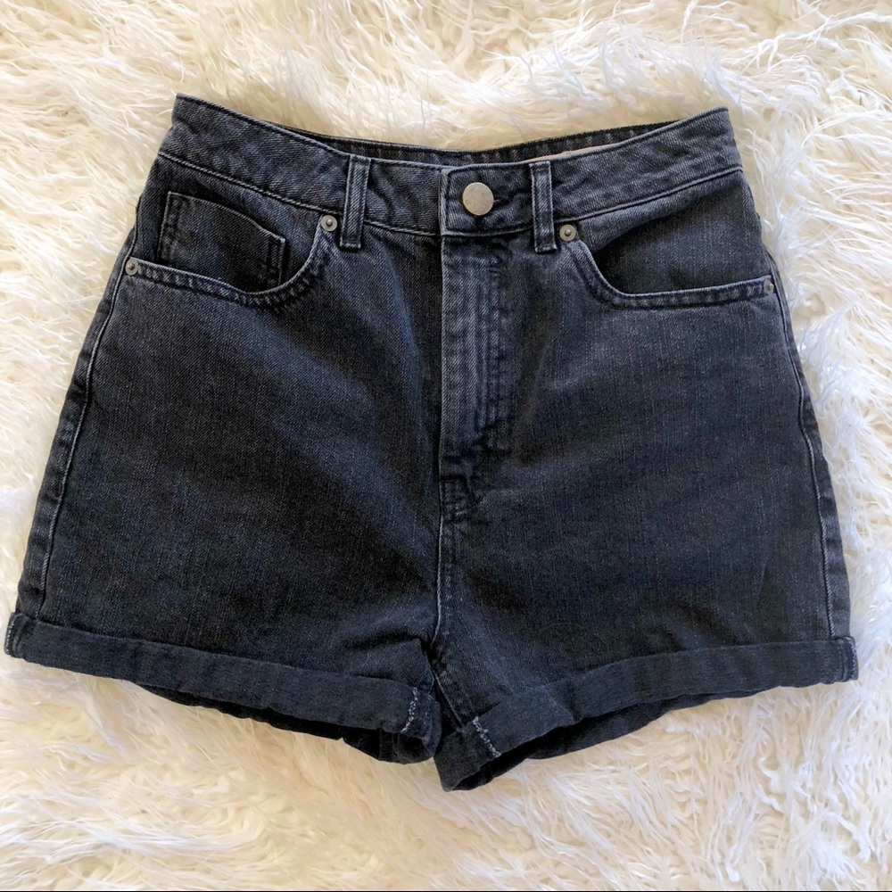 ASOS Black Denim High Waisted Mom Shorts